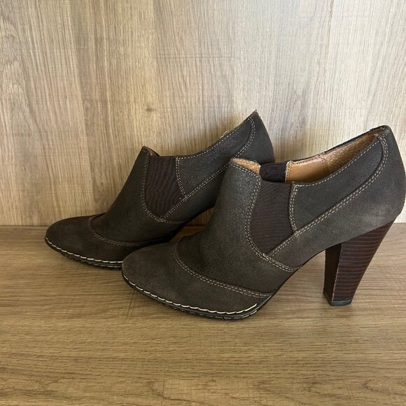 Sofft Womens Simola Boot Brown Suede Chelsea Bootie Shootie Heel SZ8 Comfort - Picture 5 of 11